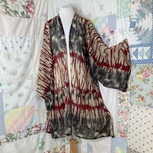 Jennafer Grace Kimono Caftan Wrap Red Cream Black Large